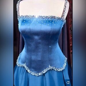 Elegant Blue Sparkly Strap Dress